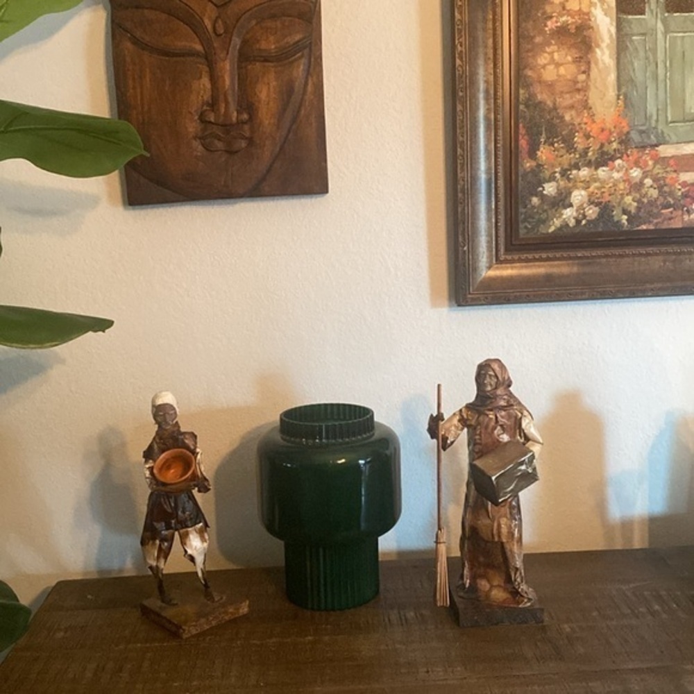 Vintage Jalisco Paper Mache Mexican Folk Art Peasant Women And Man Decor